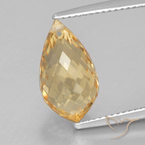 5.08ct Naturale Oro giallastro Citrino, Taglio briolette, VVS