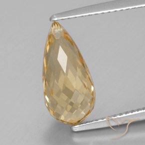 3.96ct Naturale Dorato Citrino, Taglio briolette, VVS-VS