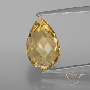 6.04ct Naturale Oro medio-chiaro Citrino, Taglio briolette, VVS