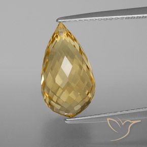 5.83ct Naturale Dorato chiaro Citrino, Taglio briolette, VVS