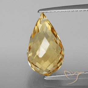 4.64ct Naturale Arancione-Oro Citrino, Taglio briolette, VVS