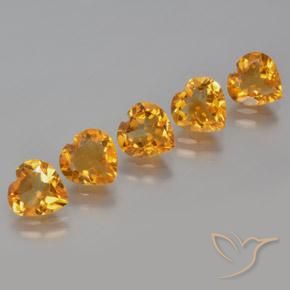 4.92ctw Naturale Arancio Scuro-Oro Citrino, Cuore, VS