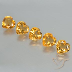 Gemme di Citrino Arancione-Oro medio naturale da 5.06 ct, Cuore, VS