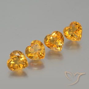 4.37ctw Naturale Arancio-Oro Citrino, Cuore, VVS-VS