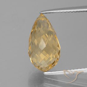 5.32ct Naturale Dorato Citrino, Taglio briolette, VVS