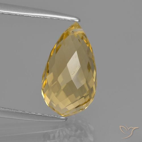 3.74ct Naturale Dorato chiaro Citrino, Taglio briolette, VVS-VS