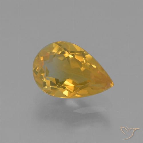 1.17ct Naturale Arancio Dorato Profondo Citrino, Forma a pera, VS