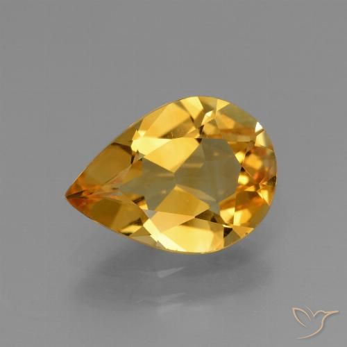 2.10ct Naturale Arancio Dorato Profondo Citrino, Forma a pera, VVS-VS