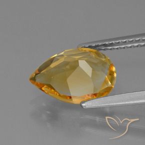 Citrino Dorato medio-scuro naturale da 2.10 ct, Forma a pera, VVS-VS