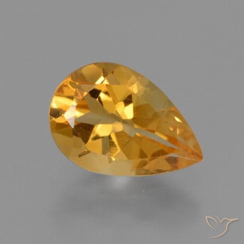 1.09ct Naturale Arancio intenso-OroG Citrino, Forma a pera, VVS-VS