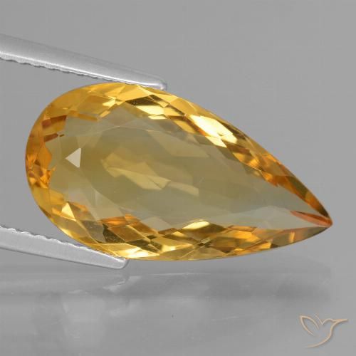 5.78ct Naturale Arancio Dorato Profondo Citrino, Forma a pera, VVS