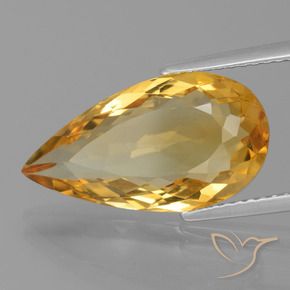 Citrino Arancio Dorato Profondo naturale da 5.78 ct, Forma a pera, VVS