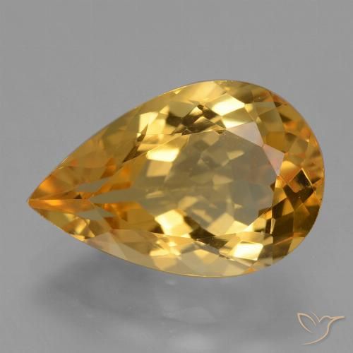 4.62ct Naturale Arancio Dorato Profondo Citrino, Forma a pera, VVS