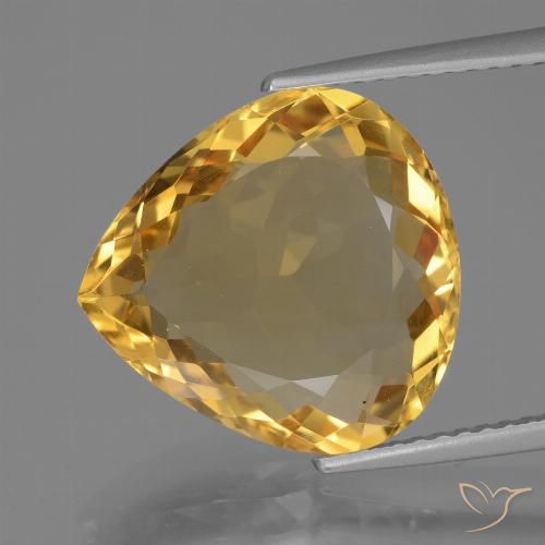 7.15ct Naturale Dorato medio-scuro Citrino, Forma a pera, VVS
