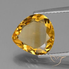 Citrino Dorato medio-scuro naturale da 2.95 ct, Forma a pera, VVS