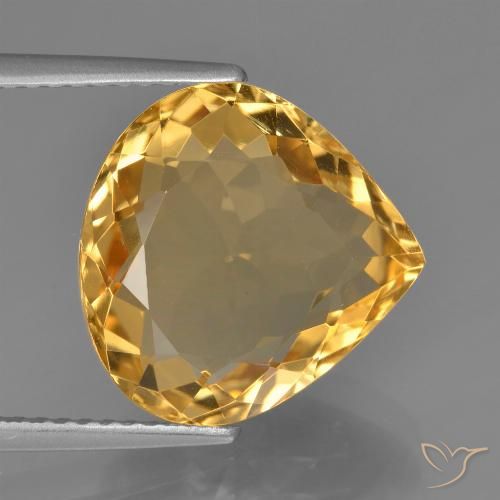 6.37ct Naturale Arancio Dorato Profondo Citrino, Forma a pera, VVS