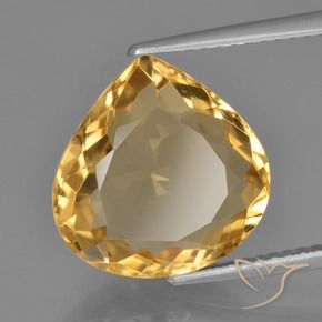 Citrino Arancio Dorato Profondo naturale da 6.37 ct, Forma a pera, VVS