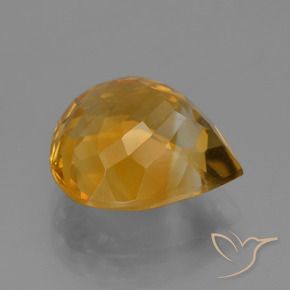 Citrino Dorato medio-scuro naturale da 4.78 ct, Forma a pera, VVS-VS