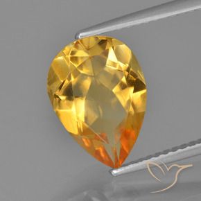 Citrino Arancio medio-chiaro-oroG naturale da 3.06 ct, Forma a pera, VVS-VS