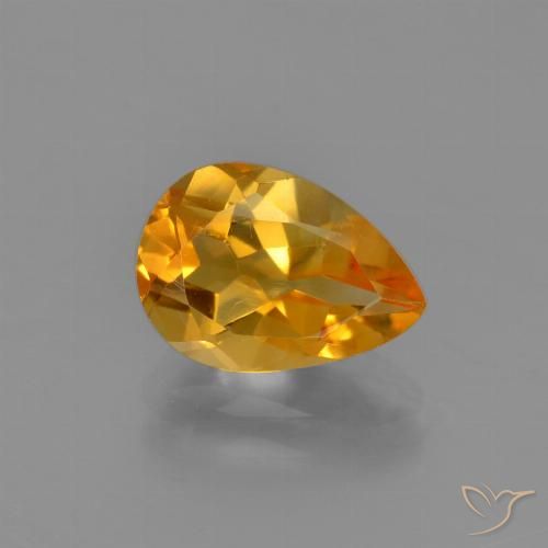 2.00ct Naturale Arancio Medio Citrino, Forma a pera, VVS-VS