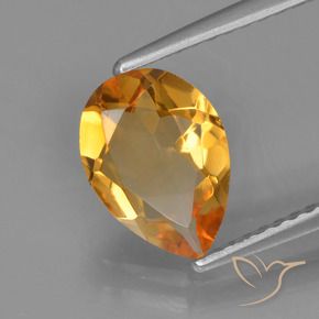 Citrino Arancio Scuro-Oro naturale da 1.23 ct, Forma a pera, VVS-VS