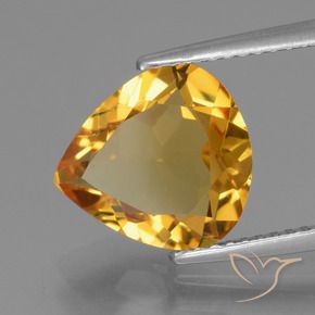 Citrino Dorato scuro naturale da 3.13 ct, Forma a pera, VVS-VS