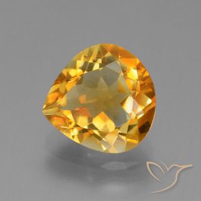 Citrino Arancio intenso-OroG naturale da 2.84 ct, Forma a pera, VVS-VS