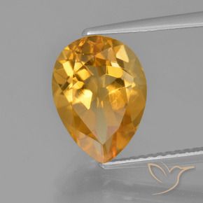 Citrino Arancio intenso-OroG naturale da 3.24 ct, Forma a pera, VVS-VS