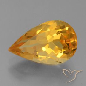 Citrino Arancio intenso-OroG naturale da 3.21 ct, Forma a pera, VVS-VS
