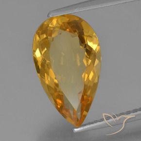 Citrino Dorato medio-scuro naturale da 3.51 ct, Forma a pera, VVS-VS
