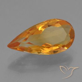 Citrino Arancio intenso-OroG naturale da 2.33 ct, Forma a pera, VVS-VS