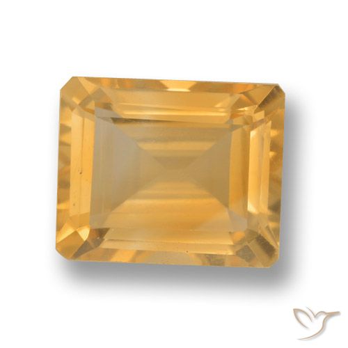 4.21ct Naturale Arancio chiaro-Oro Citrino, Taglio smeraldo, VVS-VS