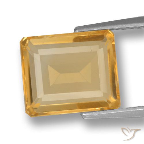3.84ct Naturale Arancio-Oro Citrino, Taglio smeraldo, VVS-VS