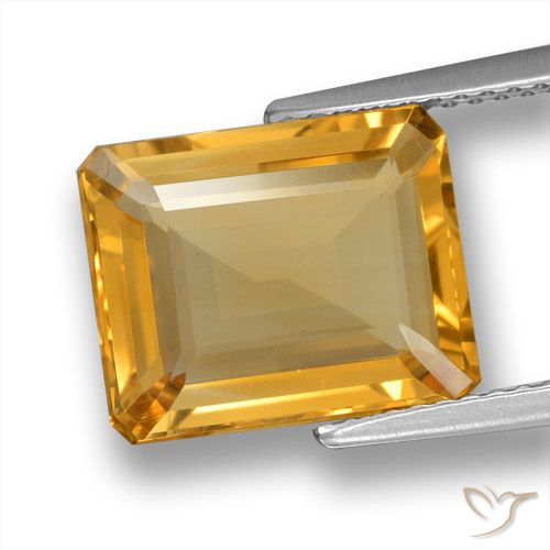 4.84ct Naturale Arancio medio-chiaro-oroG Citrino, Taglio smeraldo, VVS-VS