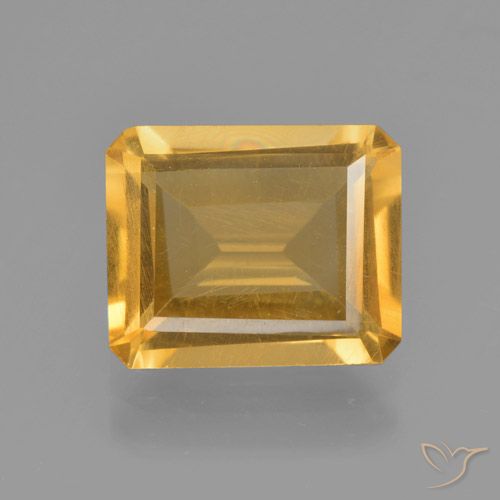 3.92ct Naturale Arancio Dorato Profondo Citrino, Taglio smeraldo, VS