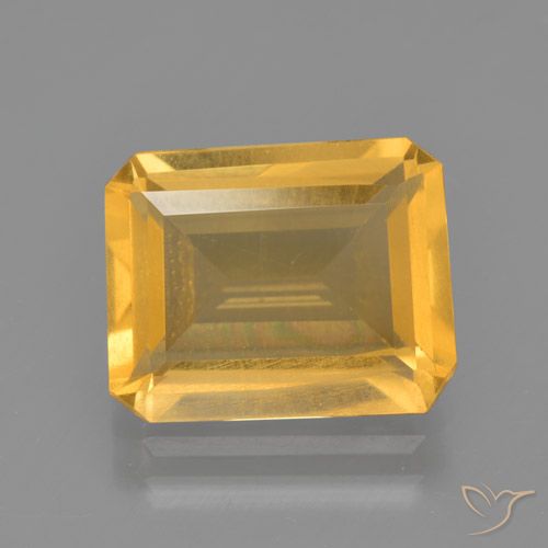 3.51ct Naturale Arancio Dorato Profondo Citrino, Taglio smeraldo, VS