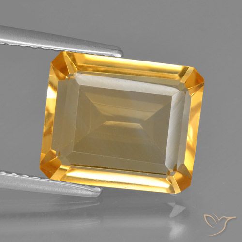4.56ct Naturale Arancio-Oro Citrino, Taglio smeraldo, VVS-VS