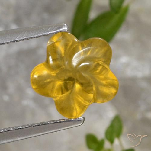 1.45ct Naturale Arancio dorato Citrino, Taglio a fiore, Trasparente