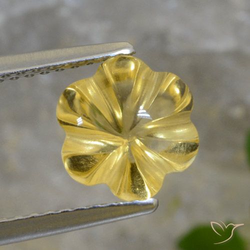 1.73ct Naturale Oro chiaro Citrino, Taglio a fiore, Trasparente