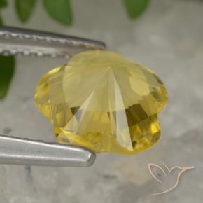 Citrino Giallo medio naturale da 1.63 ct, Taglio a fiore, Trasparente