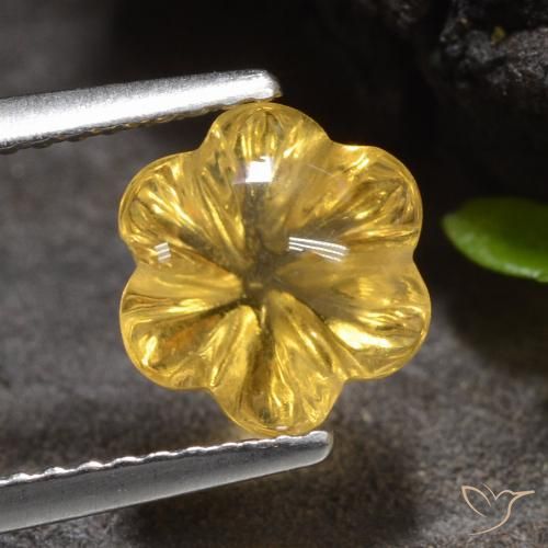 1.96ct Naturale Oro brillante Citrino, Taglio a fiore, Trasparente