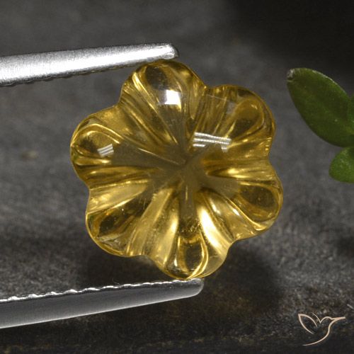 3.27ct Naturale Giallo intenso Citrino, Taglio a fiore, Trasparente