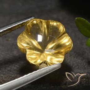 Citrino Giallo intenso naturale da 3.27 ct, Taglio a fiore, Trasparente