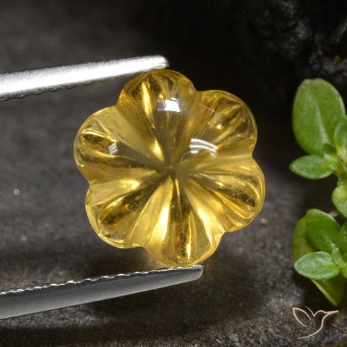 Citrino Dorato medio naturale da 3.34 ct, Taglio a fiore, Trasparente