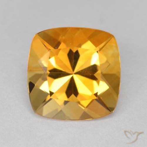 Citrino naturale dorato da 3,47 ct, taglio a cuscino, VVS
