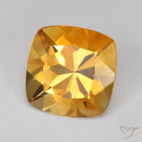 Citrino naturale dorato da 3,47 ct, taglio a cuscino, VVS