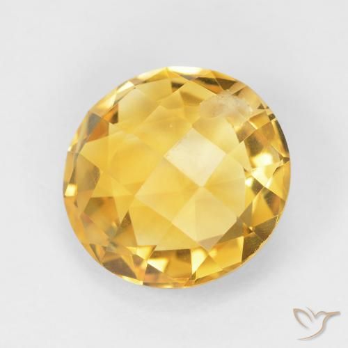 Citrino Medium Light Orange-Gold naturale da 4.40 ct, Rotondo, VVS