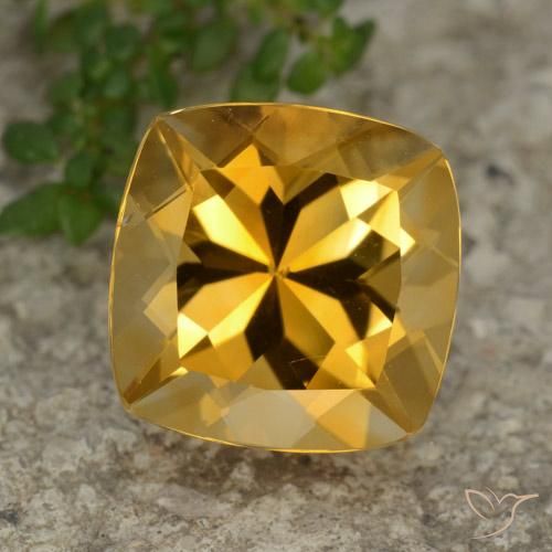3.69ct Naturale Arancio Dorato Profondo Citrino, Cuscino, VVS-VS