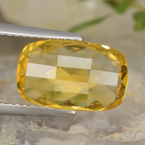Citrino naturale giallo da 3,64 ct, taglio a cuscino, VVS