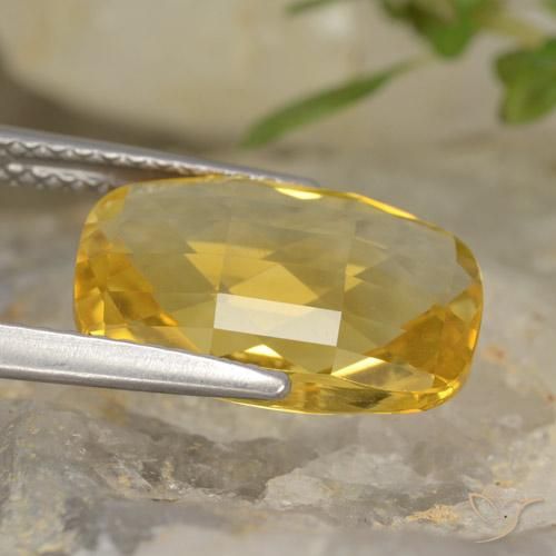 Citrino naturale giallo da 3,64 ct, taglio a cuscino, VVS